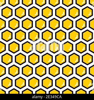 Nahtloses Vektor-gelbes Wabenmuster. Honey Hintergrund. Stock Vektor