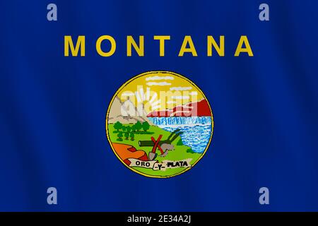 Montana US-Staatsflagge mit wehender Wirkung, offizieller Anteil. Stock Vektor