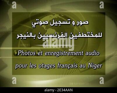 Erste Bilder von Franzosen, die für den französischen Atomreaktorbauer Areva arbeiten und vor zwei Wochen Geiseln in Niger genommen haben, wie sie am 30. September 2010 von Al-Qaida im islamischen Maghreb Islamique 'AQIM' auf verschiedenen Internetseiten veröffentlicht wurden. Foto von Balkis Press/ABACAPRESS.COM Stockfoto