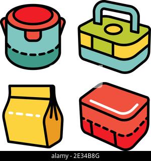 Lunchbox Farbe Umriss Icon Set. Illustration Set von Lunchbox Symbol Vektor für Web-Design isoliert auf weiß Stock Vektor