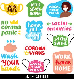 Coronavirus Covid-19 Buchsatz und andere Elemente. Vektorgrafik. Stock Vektor