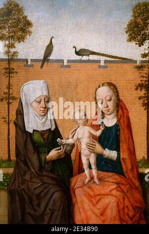 Madonna mit Kind und St. Anne, vom Meister der Tibertine Sibyl, Niederlandisch, Detail, c. 1470-1490, Öl auf Holzplatte - Stockfoto