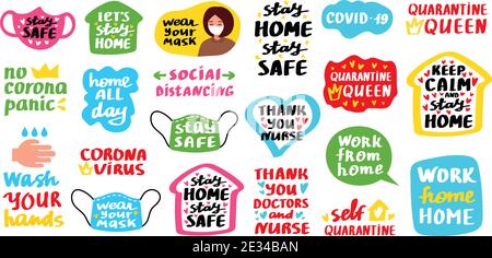 Coronavirus Covid-19 Buchsatz und andere Elemente. Vektorgrafik. Stock Vektor