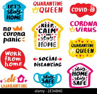 Coronavirus Covid-19 Schriftzüge und andere Elemente. Vektorgrafik. Stock Vektor