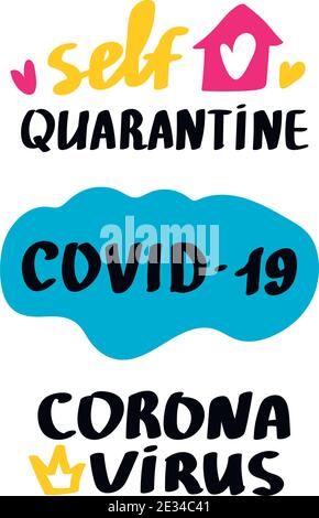 Coronavirus Covid-19 Schriftzüge und andere Elemente. Vektorgrafik. Stock Vektor