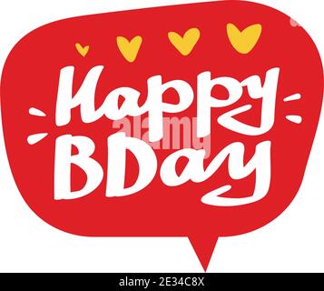Happy Birthday Schriftzug in Blase. Text und Dekoration für Feiertage. Vektorelement auf Weiß isoliert. Stock Vektor