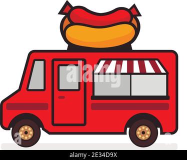 Vektor-Illustration von flachen Retro-Food-Truck Stock Vektor