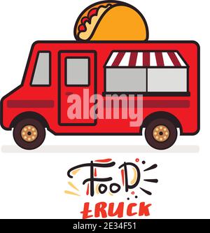 Vektor-Illustration von flachen Retro-Food-Truck Stock Vektor