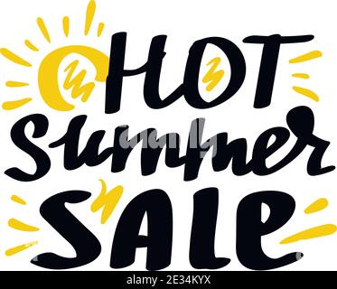 Rabatt Vektor-Schriftzug von Special Offer Hot Summer Sale etc. Hand gezeichnet Label oder Logo. Stock Vektor