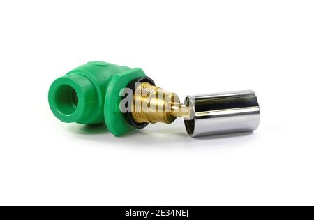 Werkzeuge und Materialien für sanitäre Arbeiten. Stockfoto