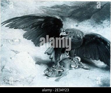 Leon Bonnat Aigle et Lapin. Stockfoto