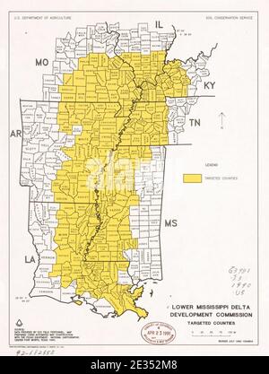 Lower Mississippi Delta Development Commission gezielte Grafschaften Stockfoto