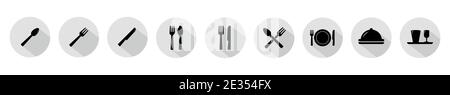 Set von 9 Stück, Küchenartikel Symbole - Vektor-Illustration Stock Vektor