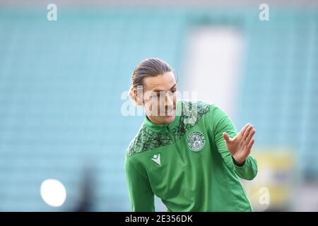 Easter Road Stadium Edinburgh. Scotland.UK 16. Jan 21 Hibernian gegen Kilmarnock.Scottish Premiership Match. Hibs vor kurzem Unterzeichnung Jackson Irvine Warm Up vor Kilmarnock Spiel Kredit: eric mccowat/Alamy Live News Stockfoto