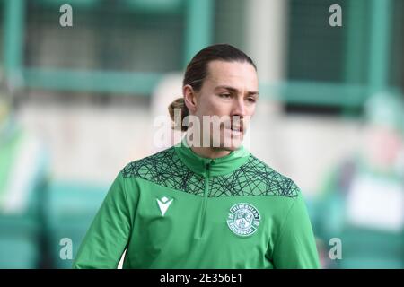 Easter Road Stadium Edinburgh. Scotland.UK 16. Jan 21 Hibernian gegen Kilmarnock.Scottish Premiership Match. Hibs vor kurzem Unterzeichnung Jackson Irvine Warm Up vor Kilmarnock Spiel Kredit: eric mccowat/Alamy Live News Stockfoto