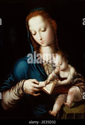 Luis de Morales - La Virgen enseñando a escribir al Niño Jesús. Stockfoto