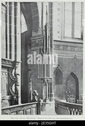 Luthmer I-076a-Lorch Pfarrkirche Blick in den Chor mit Sakraamentshäuschen. Stockfoto