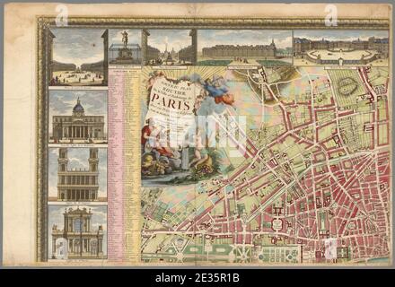 M. Pichon, Nouveau Plan routier de la ville et faubourgs de Paris 1, 1784 - David Rumsey. Stockfoto