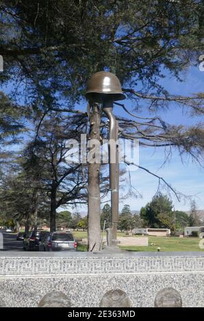 North Hollywood, California, USA 15. Januar 2021 EINE allgemeine Ansicht des Atmosphärendenkmals für Soldaten des Valhalla Memorial Park Friedhofs am 15. Januar 2021 in North Hollywood, Kalifornien, USA. Foto von Barry King/Alamy Stockfoto Stockfoto