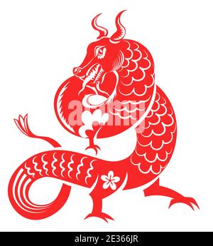 Chinesisches Horoskop Zeichen, rot gehörnte Drachen Vektor Stock Vektor