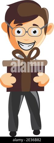 Doktor Mann Charaktere Krankenhaus Medizin Personal Kleidung Illustration Bring Gift Stock Vektor