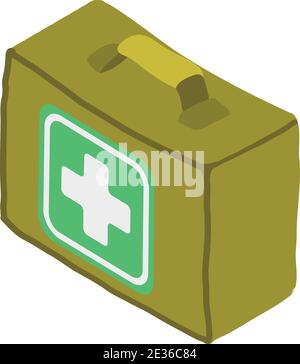 Symbol für erste-Hilfe-Ausrüstung für die Jagd. Isometrisches Vektor-Symbol für die Jagd auf Verbandskasten für Webdesign isoliert auf weißem Hintergrund Stock Vektor