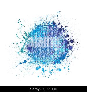 Blume des Lebens grunge blauen Hintergrund Stock Vektor