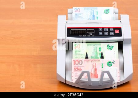 Hong Kong Dollar in der Zählmaschine Stockfoto