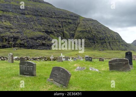 Saksun Dorf Friedhof, Eysturoy Insel, Färöer Inseln Stockfoto