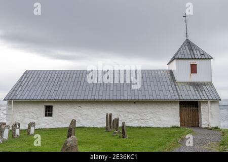 St. Olav's Church, Kirkjubour Village, Streymoy Island, Färöer Inseln Stockfoto