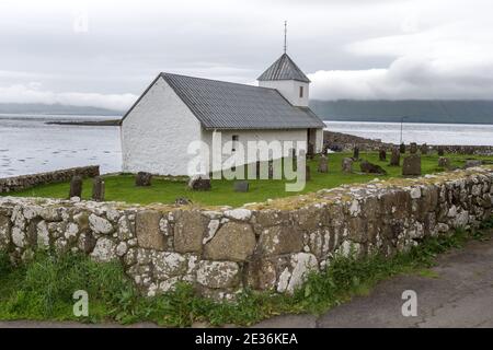 St. Olav's Church, Kirkjubour Village, Streymoy Island, Färöer Inseln Stockfoto