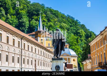 Baile Herculane, Rumänien. Herkules-Statue im Kurort. Stockfoto