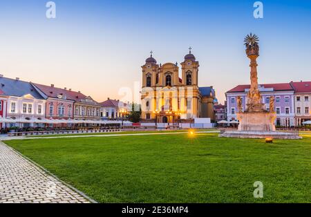 Timisoara, Rumänien. Der Dom am Union Square, historische Region Banat. Stockfoto