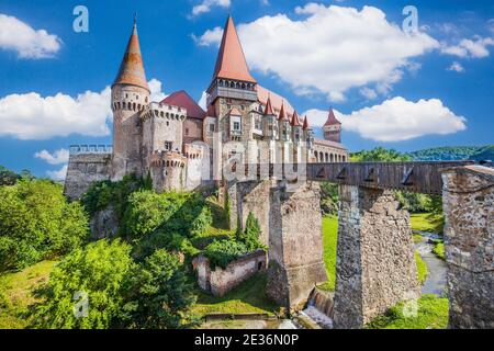 Schloss Corvin (Schloss Hunyad) in Hunedoara, Siebenbürgen, Rumänien Stockfoto