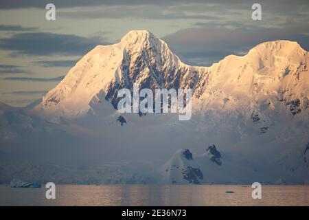 Blick auf Anvers Island, Mitternachtssonne, Danco Coast, Graham Land, Antarktische Halbinsel, 15. Dezember 2015 Stockfoto