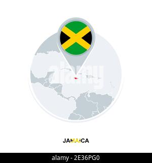 Jamaika Karte und Flagge, Vektor-Karte Symbol mit hervorgehoben Jamaika Stock Vektor