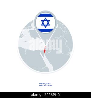 Israel Karte und Flagge, Vektor-Karte Symbol mit hervorgehobenen Israel Stock Vektor