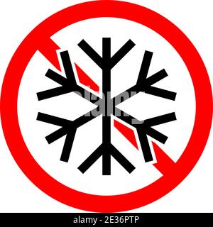 Stop oder Verbot roten runden Schild mit Schneeflocke-Symbol. Vektorgrafik. Unzulässiger Vorzeichen. Das Einfrieren ist verboten Stock Vektor