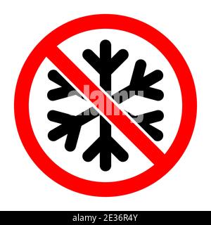 Stop oder Verbot roten runden Schild mit Schneeflocke-Symbol. Vektorgrafik. Unzulässiger Vorzeichen. Das Einfrieren ist verboten Stock Vektor