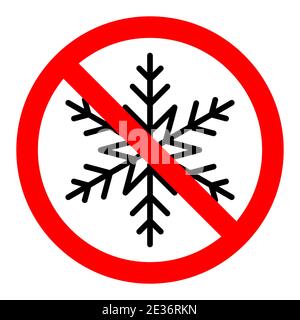 Stop oder Verbot roten runden Schild mit Schneeflocke-Symbol. Vektorgrafik. Unzulässiger Vorzeichen. Das Einfrieren ist verboten Stock Vektor