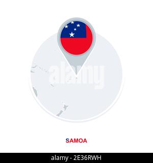 Karte und Flagge Samoa, Vektorkarten-Symbol mit hervorgehobener Karte Samoa Stock Vektor