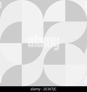 Nahtloses Muster im Bauhaus-Stil mit grauen geometrischen Formen, Kreisen und Quadraten. Vektorgrafik Stock Vektor