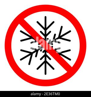 Stop oder Verbot roten runden Schild mit Schneeflocke-Symbol. Vektorgrafik. Unzulässiger Vorzeichen. Das Einfrieren ist verboten Stock Vektor