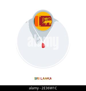 Sri Lanka Karte und Flagge, Vektor-Karte Symbol mit hervorgehoben Sri Lanka Stock Vektor