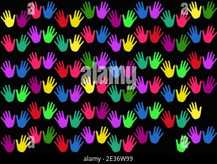 Nahtlose Hände Muster Tapete in voller Farbe Stockfoto
