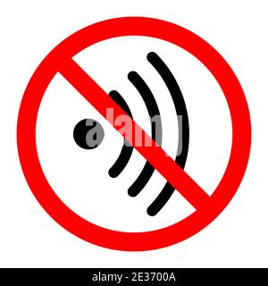 Kein WLAN-Signal. WLAN ist verboten. Rotes Rundschild mit WI-FI-Symbol stoppen oder sperren. Vektorgrafik. Unzulässiger Vorzeichen. Stock Vektor