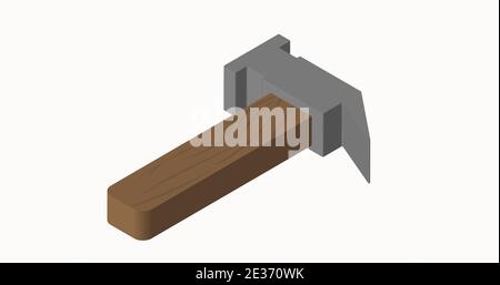 Hammer Instrument isometrische Symbol Vektor-Illustration Stock Vektor