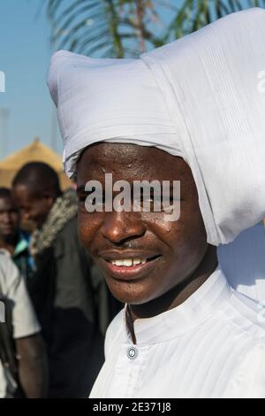 Toubou beduin man, Portrait, Tribal Festival, Place de la Nation, N'Djamena, Tschad Stockfoto