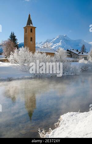 St. Lorenz Kirche, Sils, GR, Schweiz Stockfoto