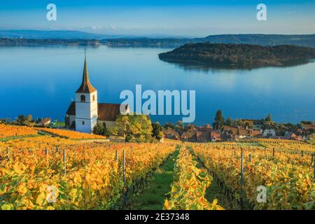 Ligerz am Bielersee, Bern, Schweiz Stockfoto